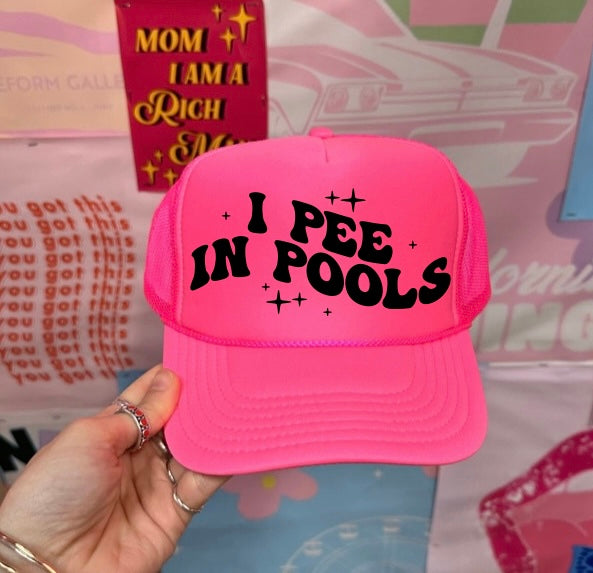 I pee in pools neon pink